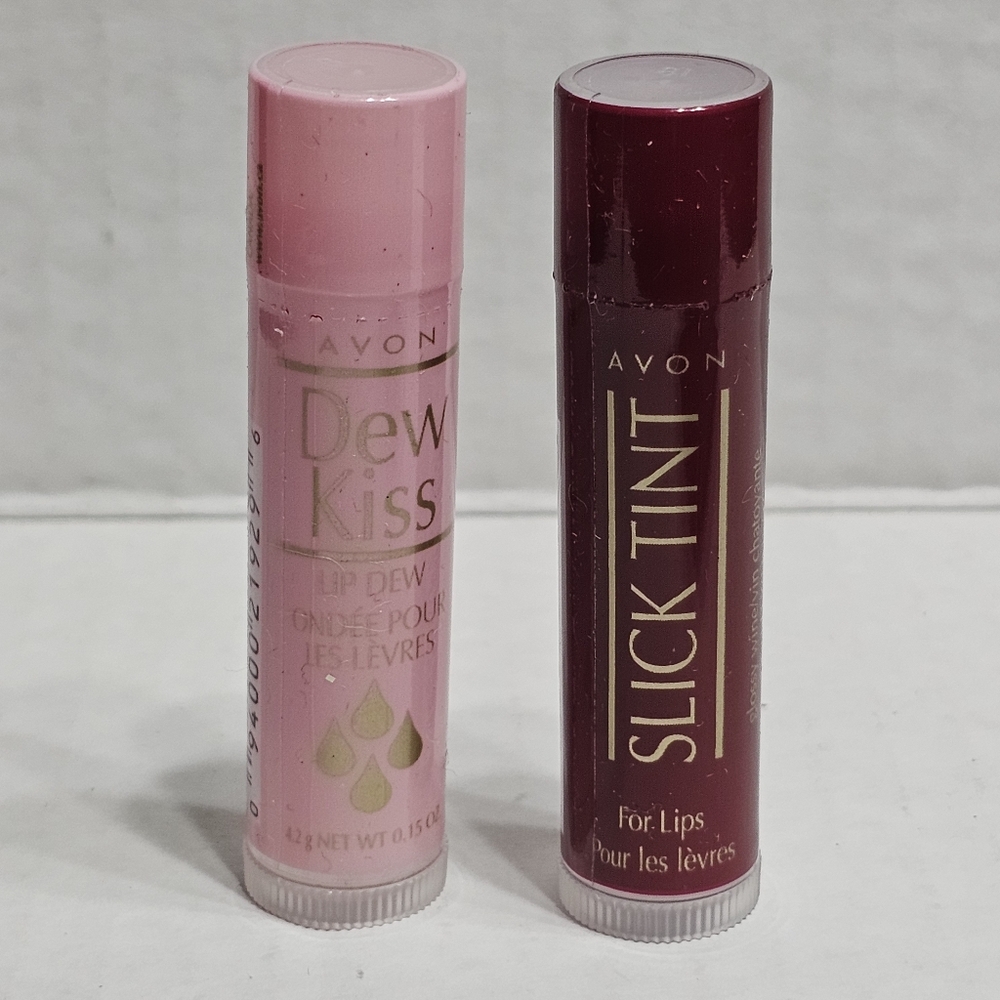 Avon Lot of 2 Dew Kiss & Slick Tint for Lips Glossy Sheer Moisturizing Tinted